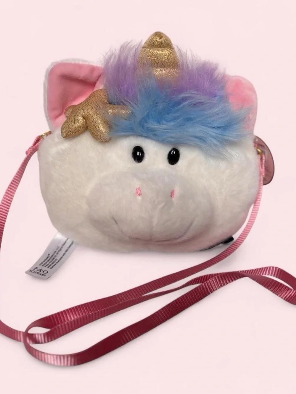 Plush Unicorn & Game Controller Kids Crossbody Bags - White, Purple, Pink